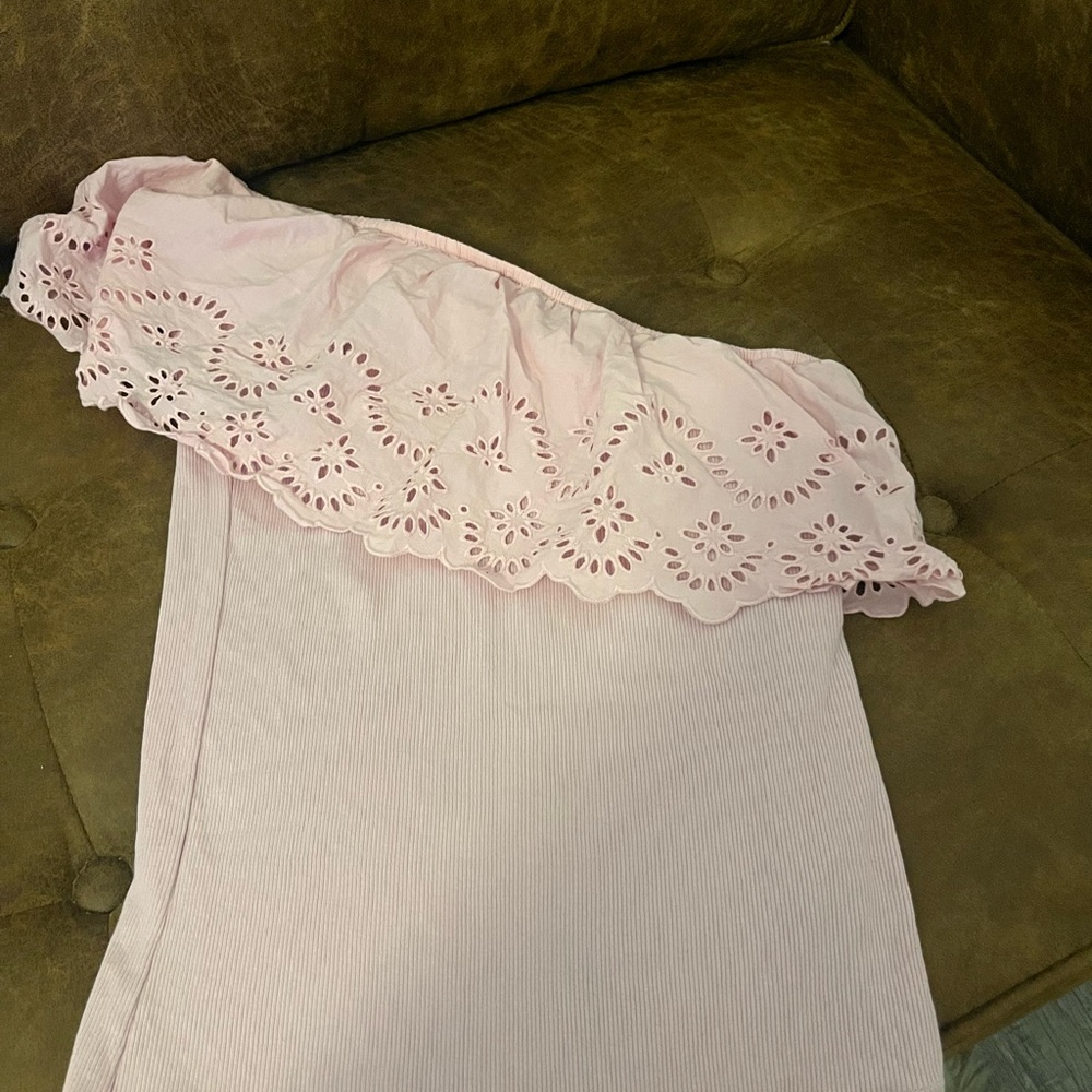 Old Navy Pink Eyelet Ruffle Tank Top